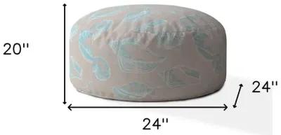 Canvas Round Seashell Pouf Cover - Blue