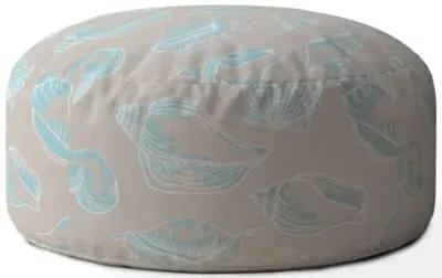 Canvas Round Seashell Pouf Cover - Blue