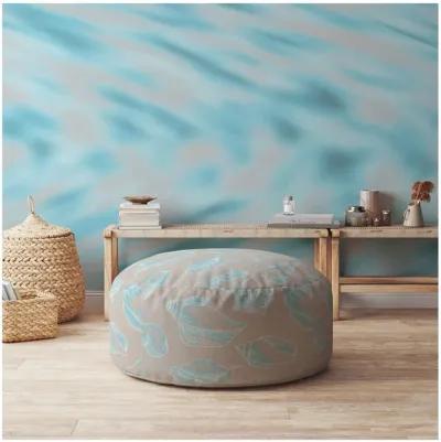 Canvas Round Seashell Pouf Cover - Blue