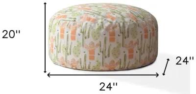 Cotton Round Cactus Pouf Cover - Orange