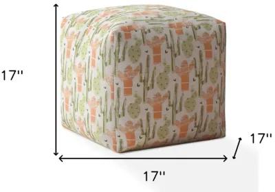 Cotton Cactus Pouf Cover - Orange