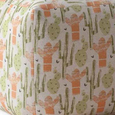 Cotton Cactus Pouf Cover - Orange