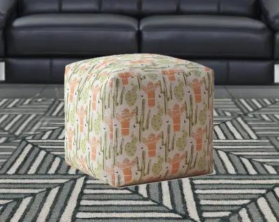 Cotton Cactus Pouf Cover - Orange