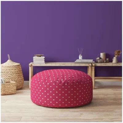 Cotton Round Polka Dots Pouf Cover - Pink / White