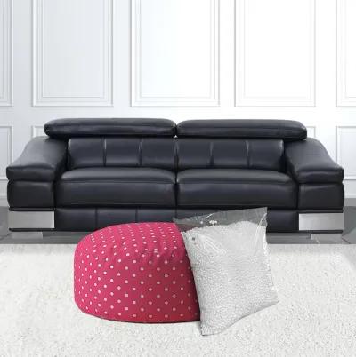 Cotton Round Polka Dots Pouf Cover - Pink / White