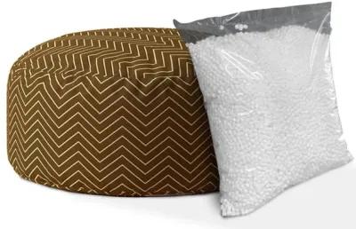 Cotton Round Chevron Pouf Cover - Brown