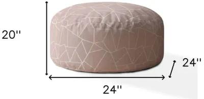 Canvas Round Geometric Pouf Cover - Pink