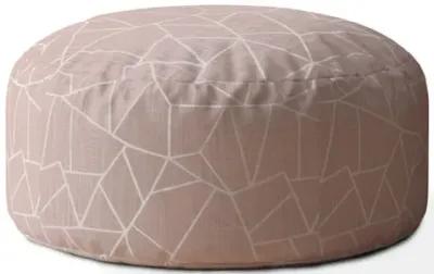 Canvas Round Geometric Pouf Cover - Pink