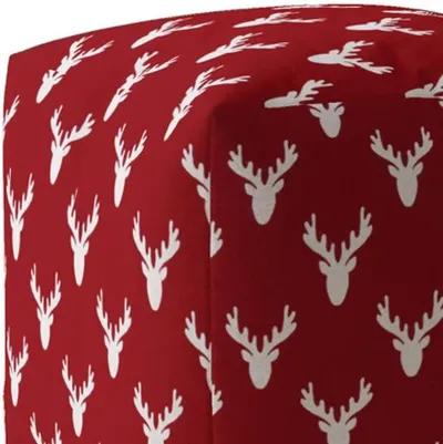 Cotton Stag, Pouf Cover - Red / White