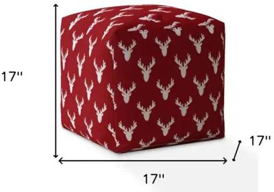 Cotton Stag, Pouf Cover - Red / White