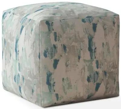 Canvas Abstract Pouf Cover - Blue / Gray