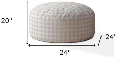 Cotton Round Gingham Pouf Cover - Gray