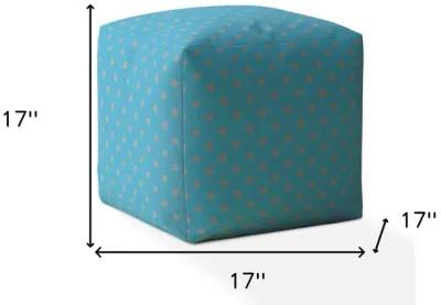 Cotton Polka Dots Pouf Cover - Blue / Gray