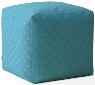 Cotton Polka Dots Pouf Cover - Blue / Gray