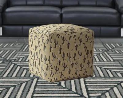 Cotton Cactus Pouf Cover - Beige