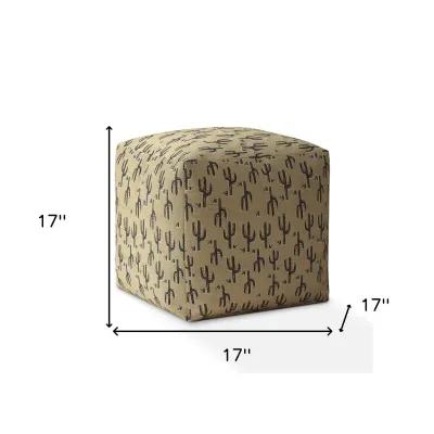 Cotton Cactus Pouf Cover - Beige