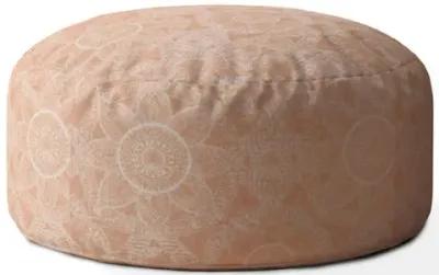 Cotton Round Floral Pouf Cover - Orange