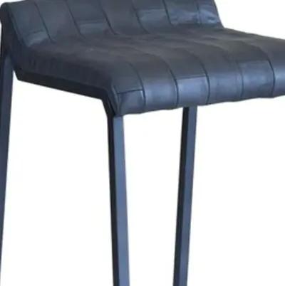 Leather Low Back Counter Height Bar Chair With Footrest 27" - Dark Gray