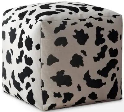 Twill Animal Print Pouf Cover - Black / White