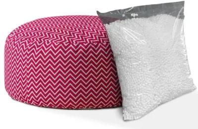 Cotton Round Chevron Pouf Cover - Pink