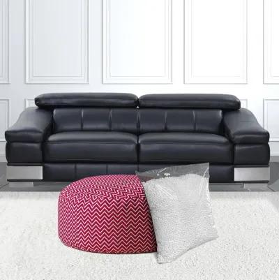 Cotton Round Chevron Pouf Cover - Pink