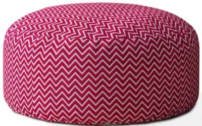 Cotton Round Chevron Pouf Cover - Pink