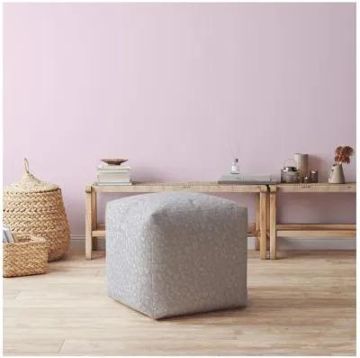 Cotton, Abstract Pouf Cover - Gray