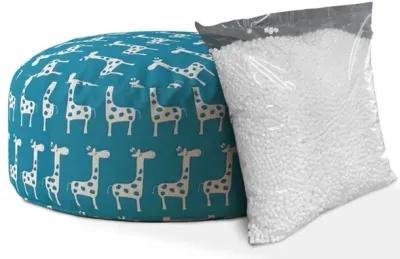 Cotton Round Giraffe Pouf Cover - Blue / White