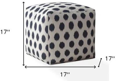 Canvas, Polka Dots Pouf Cover - Blue / White