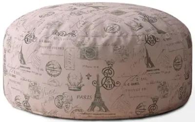 Twill Round Paris Pouf Cover - Pink