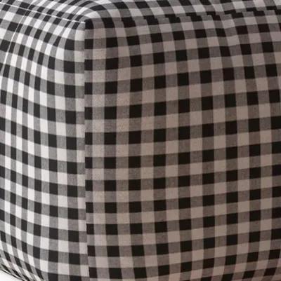 Cotton Gingham Pouf Cover - Black / Gray