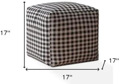 Cotton Gingham Pouf Cover - Black / Gray