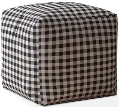 Cotton Gingham Pouf Cover - Black / Gray