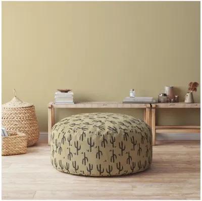 Cotton Round Cactus Pouf Cover - Beige