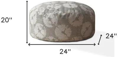 Canvas Round Abstract Pouf Cover - Gray