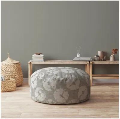 Canvas Round Abstract Pouf Cover - Gray