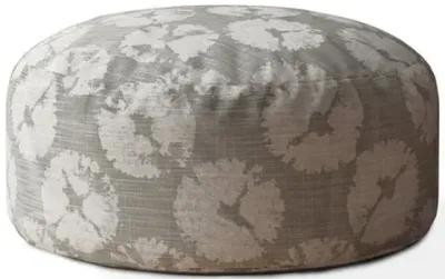 Canvas Round Abstract Pouf Cover - Gray