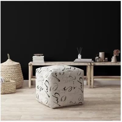 Polyester Abstract Pouf Cover - Black / Gray