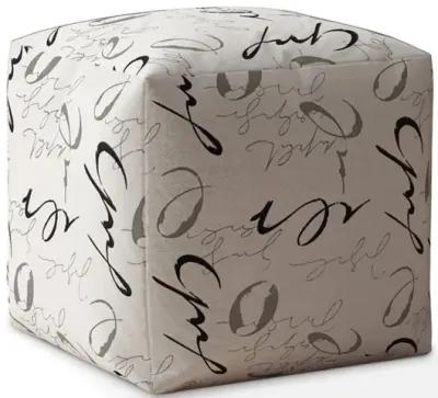 Polyester Abstract Pouf Cover - Black / Gray