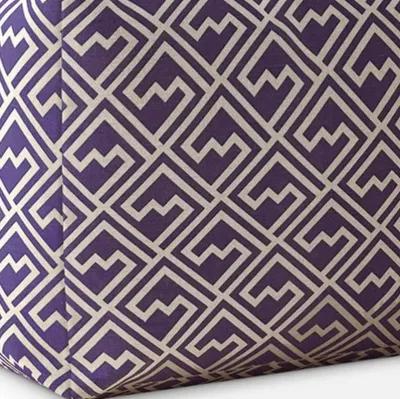 Cotton Abstract Pouf Cover - Purple / White