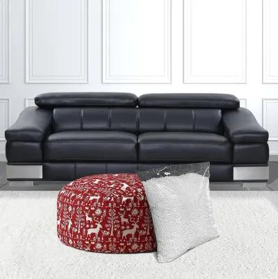 Cotton Round Stag Pouf Cover - Red / White