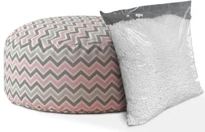 Twill Round Chevron Pouf Cover - Gray