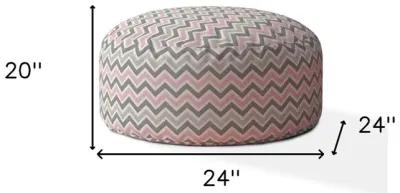 Twill Round Chevron Pouf Cover - Gray