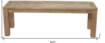 Distressed Solid Wood Dining Bench - Natural