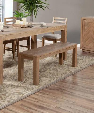 Distressed Solid Wood Dining Bench - Natural