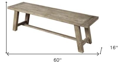 Distressed Solid Wood Dining Bench - Natural / Brown