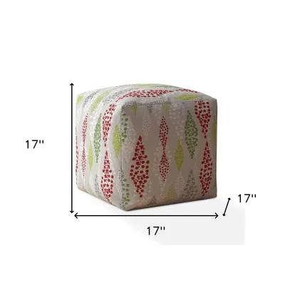 Cotton, Polka Dots Pouf Cover - Green