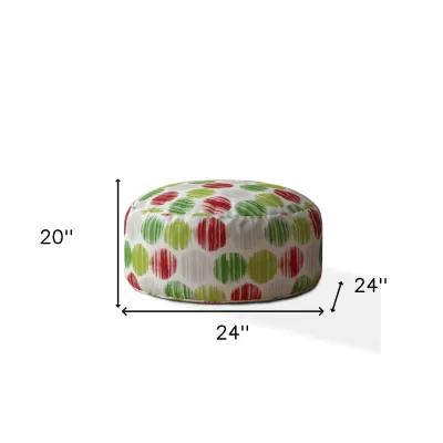 Cotton Round, Polka Dots Pouf Cover - Red / White