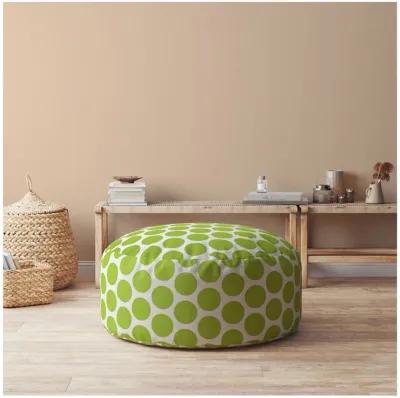 Cotton Round Polka Dots Pouf Cover - Green / White