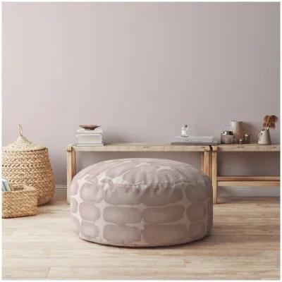 Canvas Round Abstract Pouf Cover - Pink / White